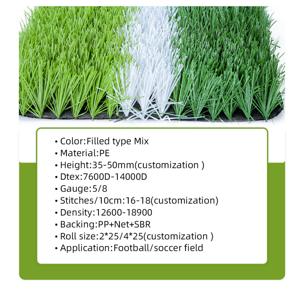 50mm Qualified Football Carpets Synthetic Turf Grass Soccer Artificial Grass