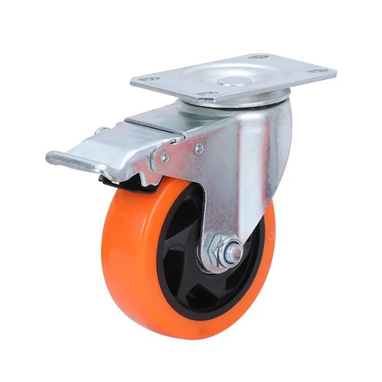 2inch 2.5inch 3inch 4inch 5inch 130kg Orange PVC/PU Industrial Rotary Trolley Caster Swivel Caster Wheel