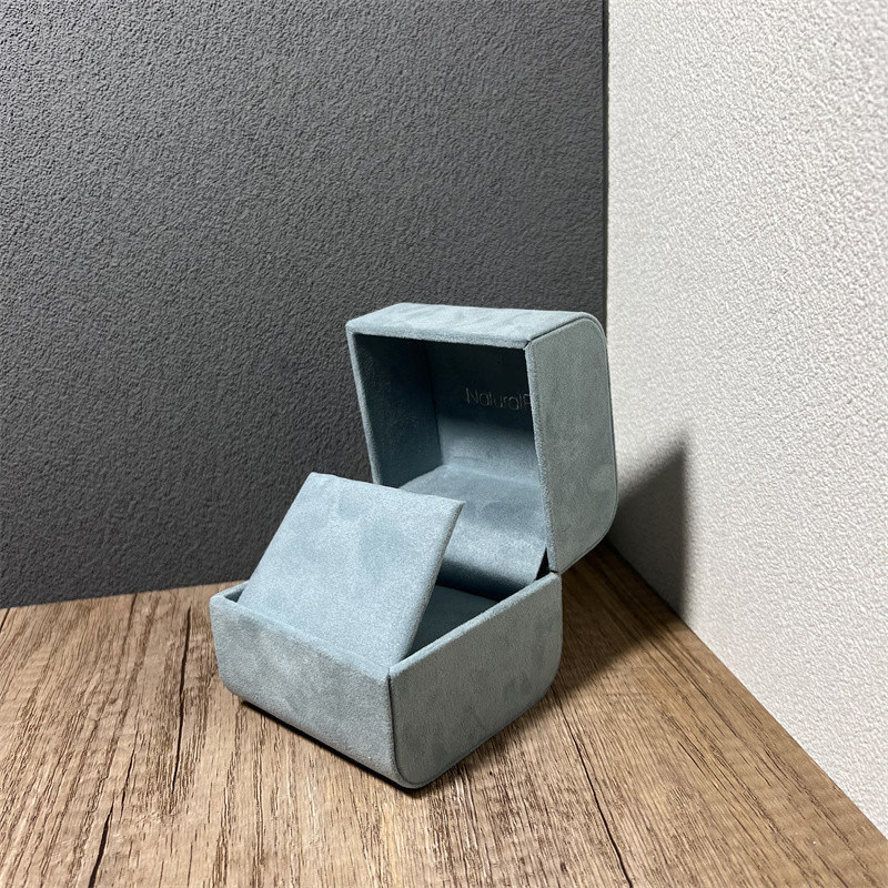 High-End Blue Microfiber Jewelry Gift Box