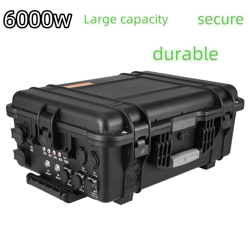 6000W New Household New Energy Portable with Hand-Pull Rod Pulley Inverter Lithium Battery Solar Generator Portable Power Station