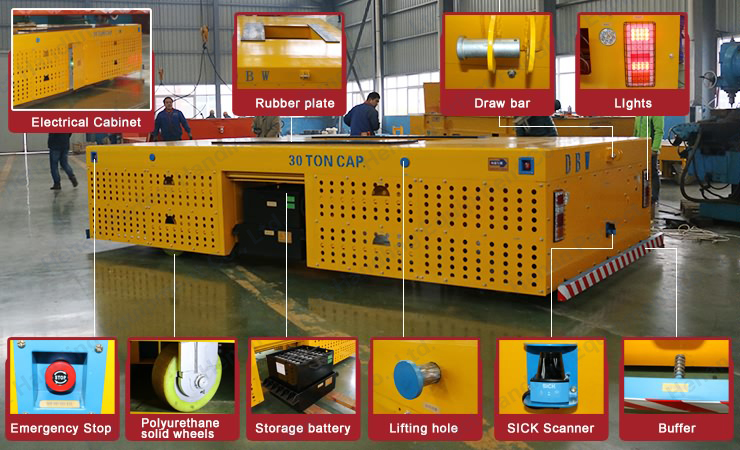 Electric Trackless Transfer Flat Car For Industrial Transfer with Remote and Hand
