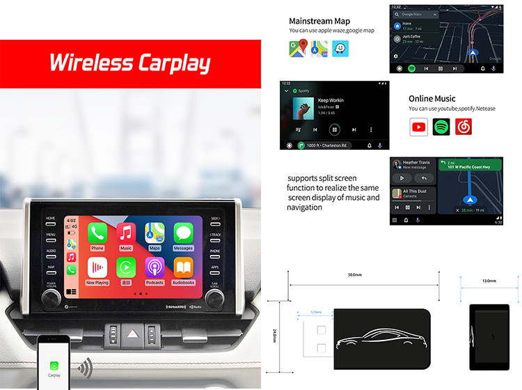 Mini USB Wireless Carplay Adapter Support Wired Carplay And Android Auto To Wireless Apple Carplay And Android Auto 