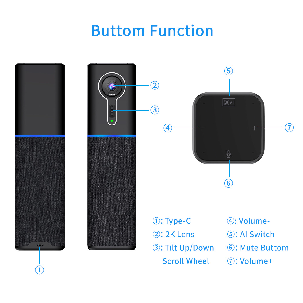 All in One Desktop Video Conference Camera with Microphone and Speakerphone
