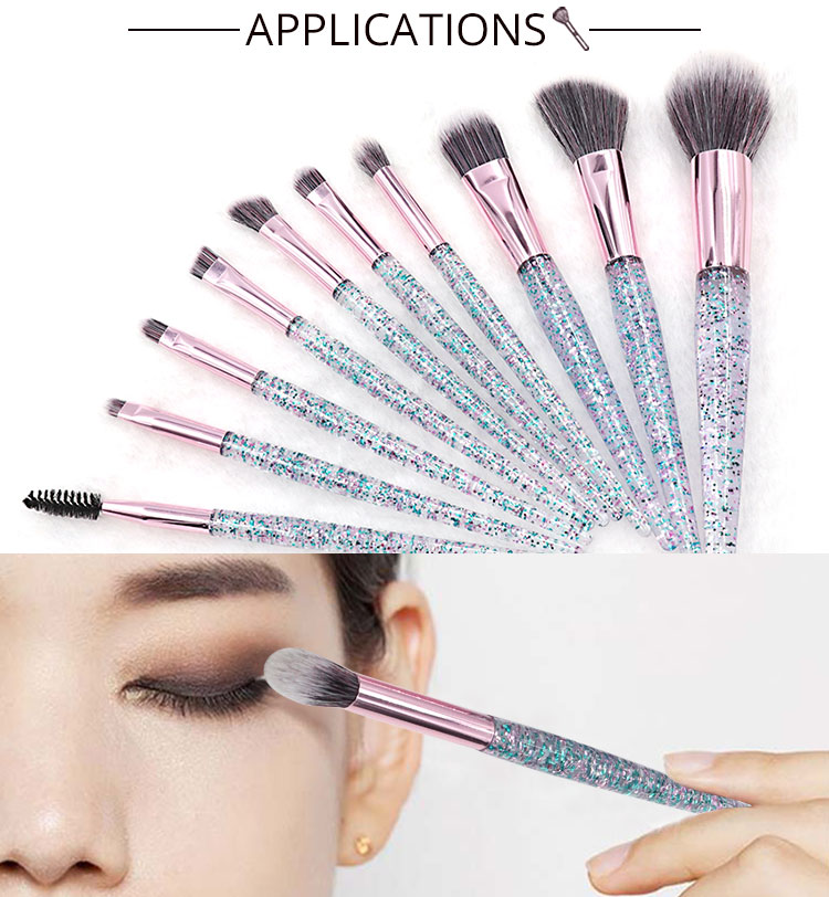 2019 10 Piece Brand New Design Hot sale Makeup brushes private label Normal size Blush Eyeshadow Powder Glitter Makeup Brush Set