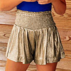 Summer Women Casual Shorts High Waist Y2K Clothing Loose Streetwear Pleated Ladies Short Pants 2023 Fashion Women Shiny Shorts