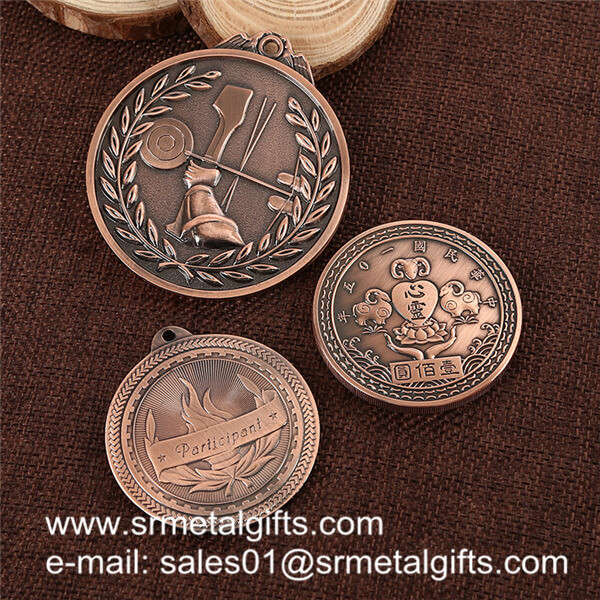Antique bronze engrved metal coins