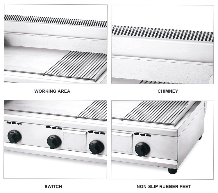 Hot sale commercial stainless steel gas chicken half grill and half griddle machine