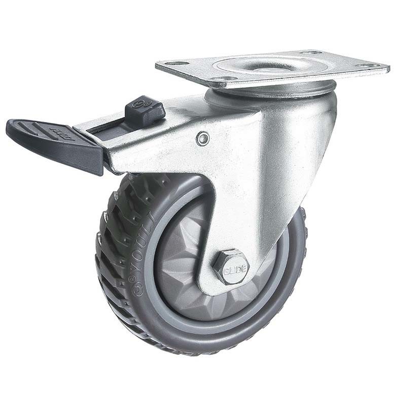 Grey Free Wheel Rubber Plastic Trolley Dustbin Castor Wheel