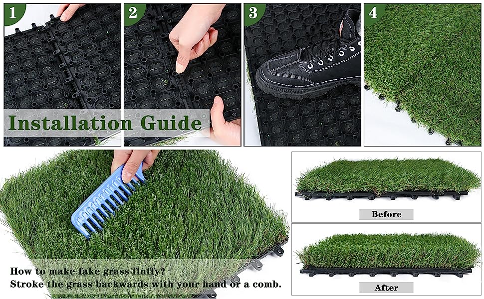 artificial grass tiles 9 pack