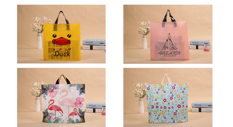 Customized print soft loop handle plastic shopping bag with handles