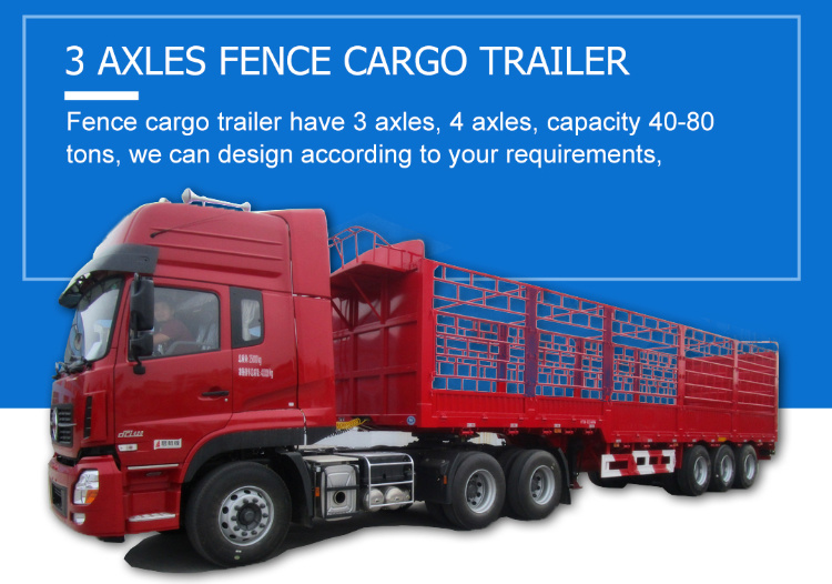 3 Axles 40-60 Tons Stake Fence Semi Trailer