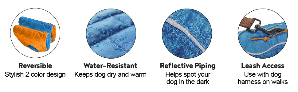Water Resistant and Winter Warm Dog Jacket Lightweight Reversible Pet Clothes