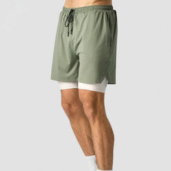 Men 90 Polyester 10 Spandex Compressionh Quick Dry with Liner Training Running Short 2 in 1 Gym Shorts for Men