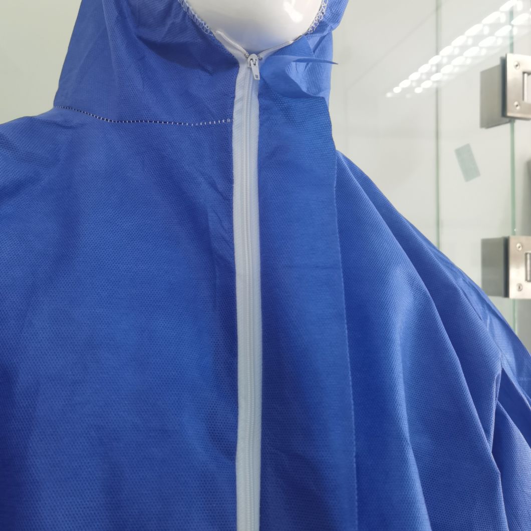 Wholesale CE Certificate En14126 Disposable Gowns SMS Protective OEM Blue Coverall
