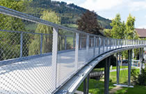 Stainless steel cable mesh is used as bridge balustrade for fall protection.