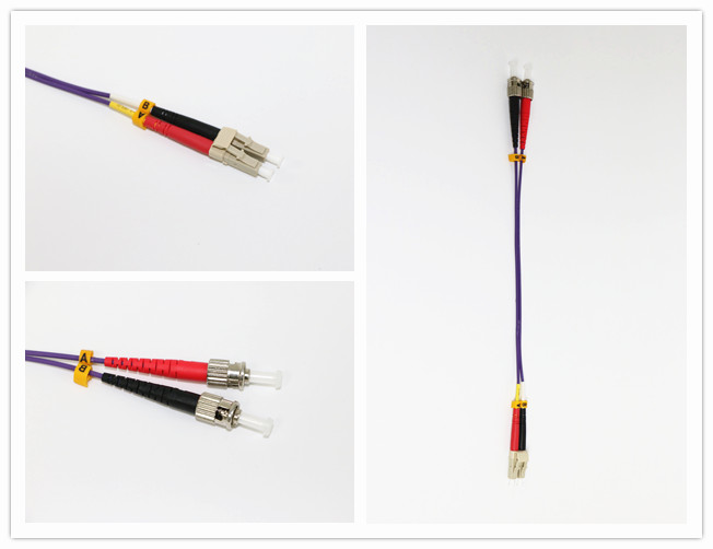 SC - LC Fiber Optic Jumper Cables Violet / Purple OM3 50/125 Cable 0