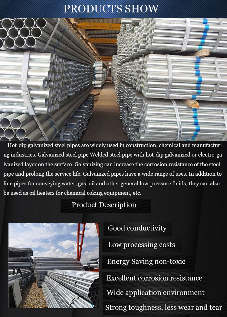 Factory direct High quality DX51D+(Z30-Z275)steel pipe galvanized from China