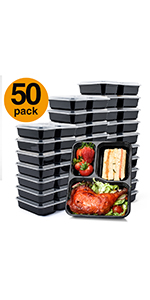 34oz 3 compartment disposable meal prep containers