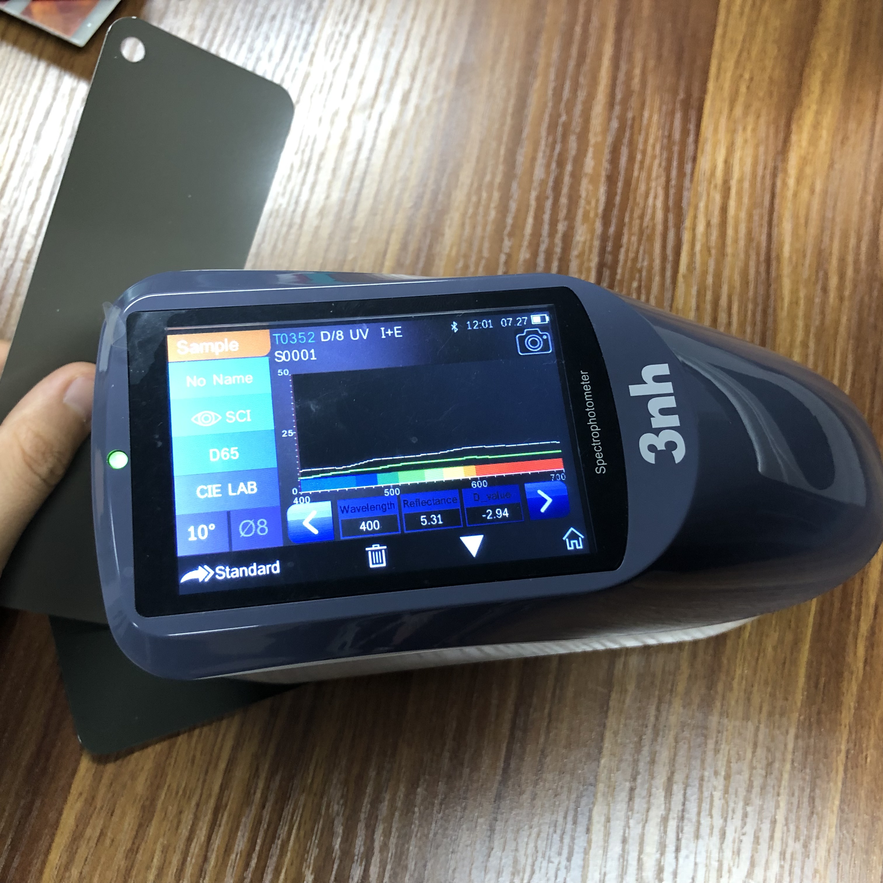 D/8 color matching machine portable spectrophotometer 3NH YS3010 with CIE lab delta E value whiteness yellowness