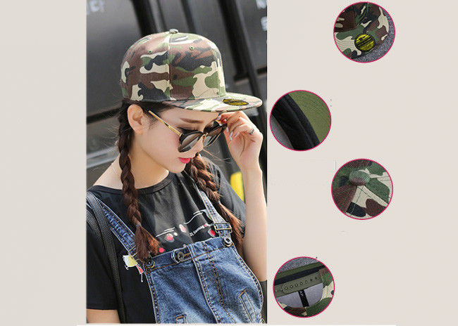 Cool Custom Caps Hats Embroidery / Camouflage Hip Hop Cap For Girls