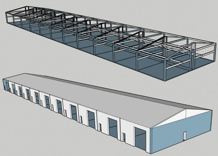 Low Cost Portal Frame Light Steel Structure Building Fabrication Prefabricated Warehouse Building With Long Life Span