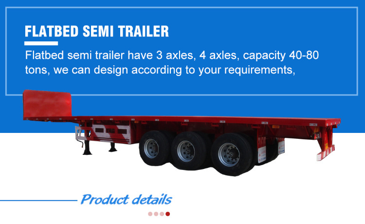 50 Ton 3 Axle Heavy Duty Lowboy 40 FT Flatbed Container Semi Trailer for Sale