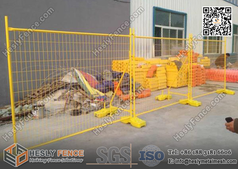 Yellow color temporary construction fencing panels