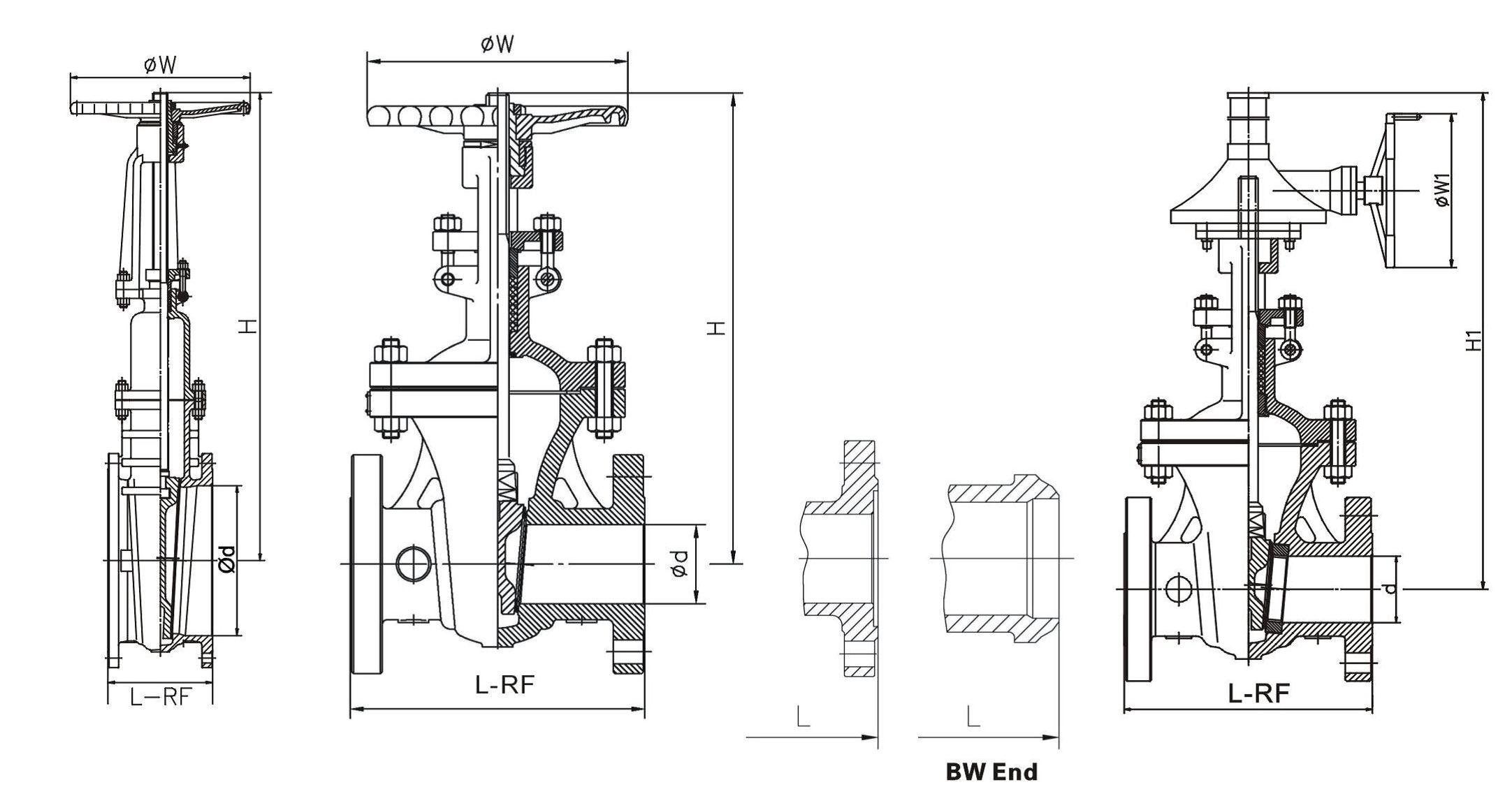 Din Gate Valve Dimensions Drawing