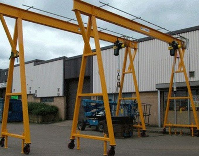 Mobile 5 Ton Single Beam Gantry Crane Electric Hoist With Hook For Cargo Lifting