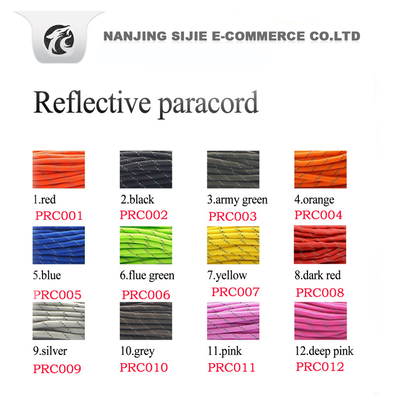 Reflective 7 Strand Paracord 4mm Polyester Paracord 550