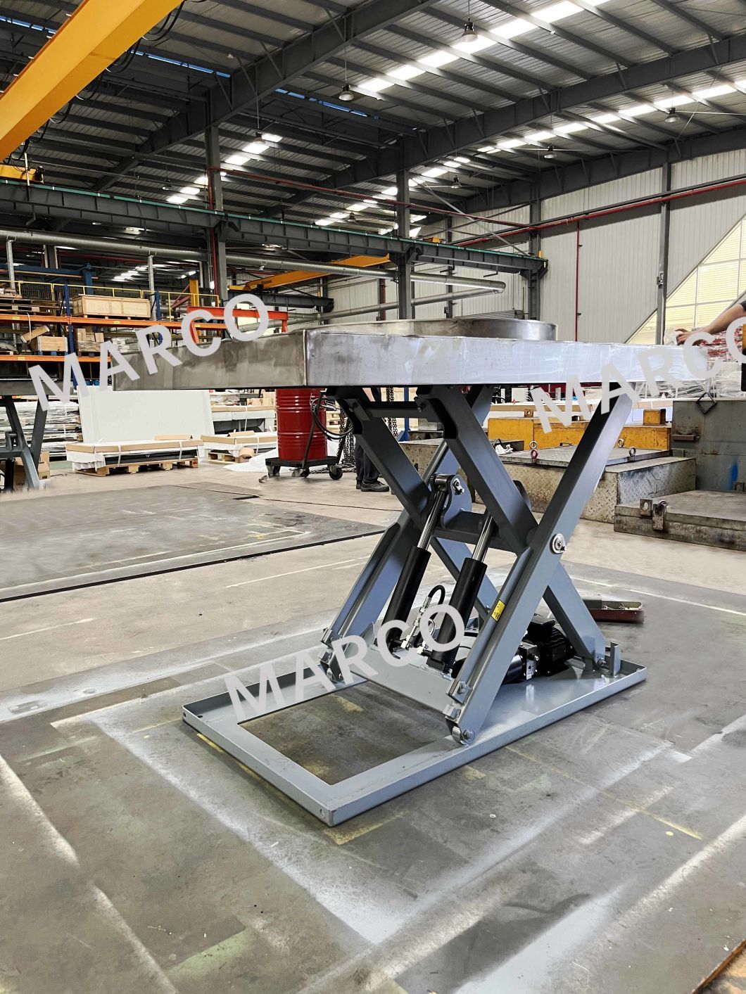 Stationary Electric Single Scissor Lift Table with Turntable
