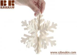China 3D Unfinished Wood Snowflake Christmas Ornament Christmas Tree Decoration on sale 