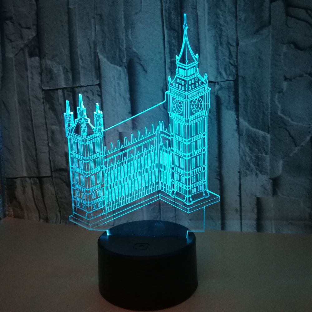 Building Big Ben 3D Night Lights Colorful custom picture Vision Gift Acrylic Table Lamps