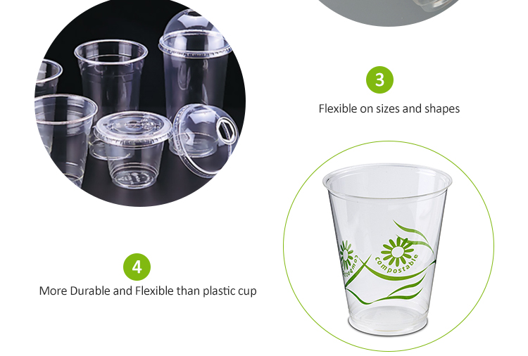 OEM Custom Logo 100% Bio Compostable PLA Transparent Cups Smoothie Beer Wine Beverage Ice CE Cold Disposable Drink To Go Cup