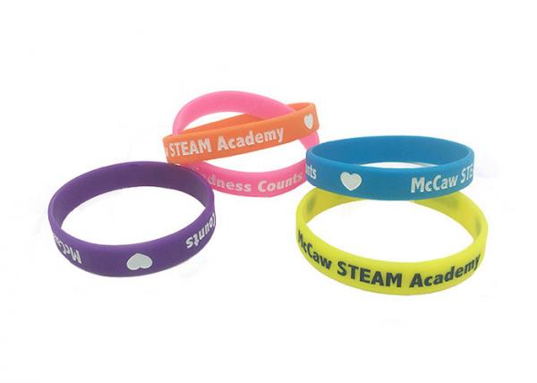 Student Embossed Print Silicone Colour Wristbands Adult Size 