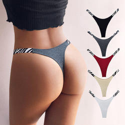 Thongs for Women Print Leopard Lingerie Seamless Sports Thong Female Ladies Panties