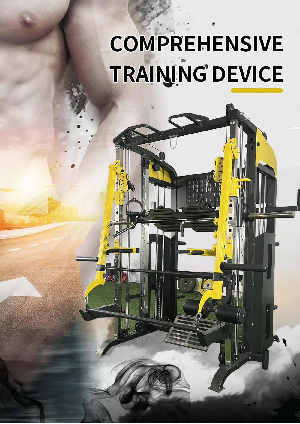 Smith Machine Commercial Fitness Equipment Functional Trainer Smith Machine Squat Rack Multi-Function Machine