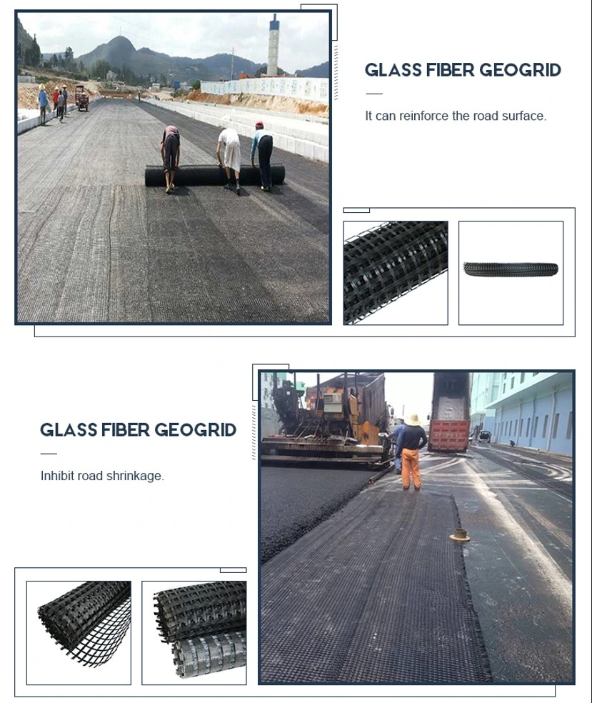Airport Runway Asphalt Reinforcement Bitumen Coated Fiberglass Geogrid for Rawilway Foundation