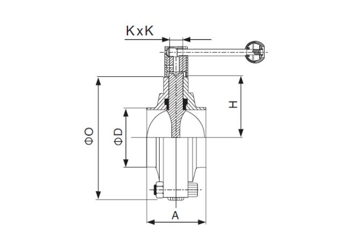 Dimension of Sanitary Welded Butterfly Valve – ISO/IDF Series