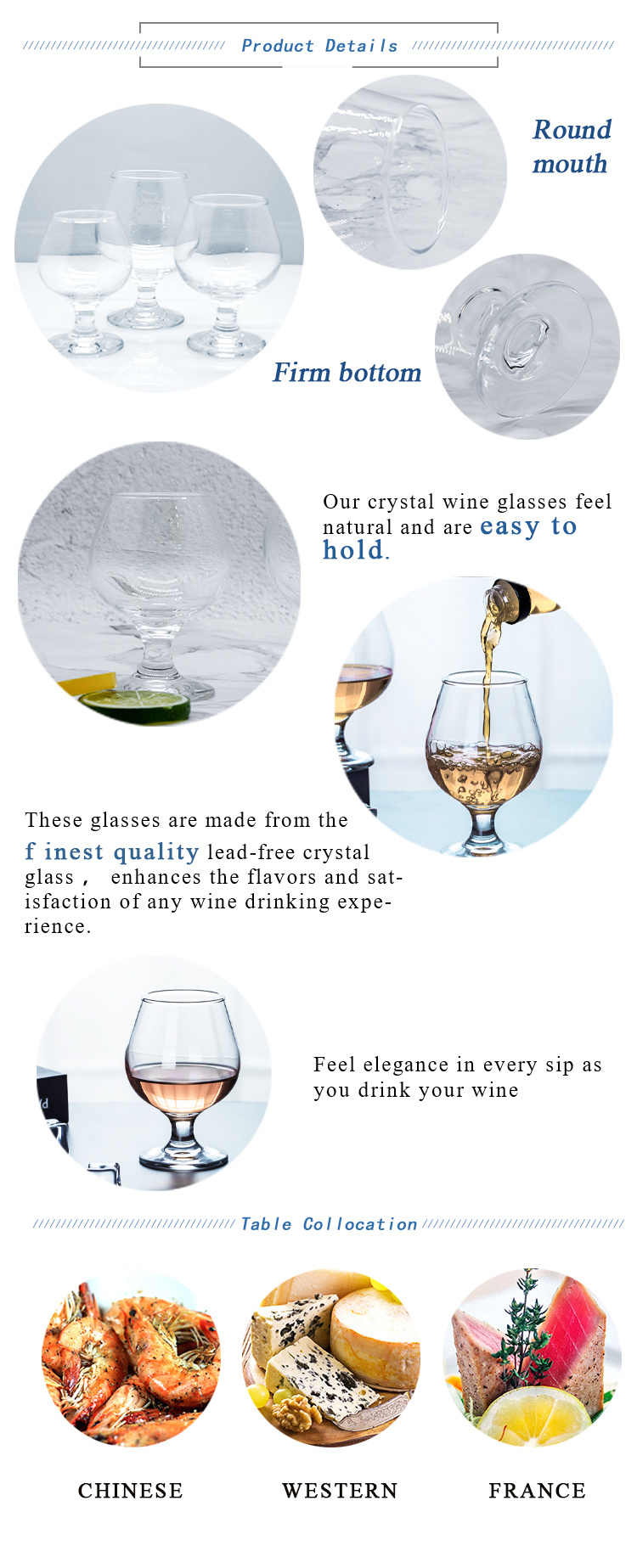 Wholesale Short Stem Brandy Glass Cup Lead Free Crystal Brandy Goblet