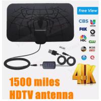 China Indoor 1500 Miles Digital Antena TV Aerial Amplified HDTV Antenna 4K DVB-T2 Freeview Isdb-Tb Local Channel Broadcast on sale