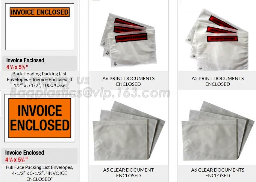 5000 Pieces Clear Packing List Plain Face Envelopes 4 1/2" x 5 1/2" Pouch