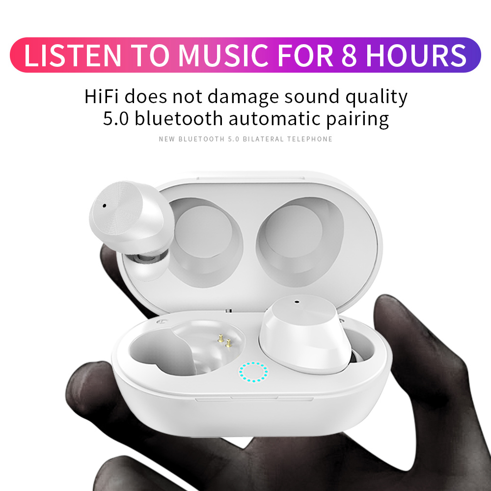 Bluetooth 5.0 Wireless Car Earbuds Mini Binaural Earphone Touch Tws T9 Bluetooth Headset (For all Smart phone, Notebook, tablet)