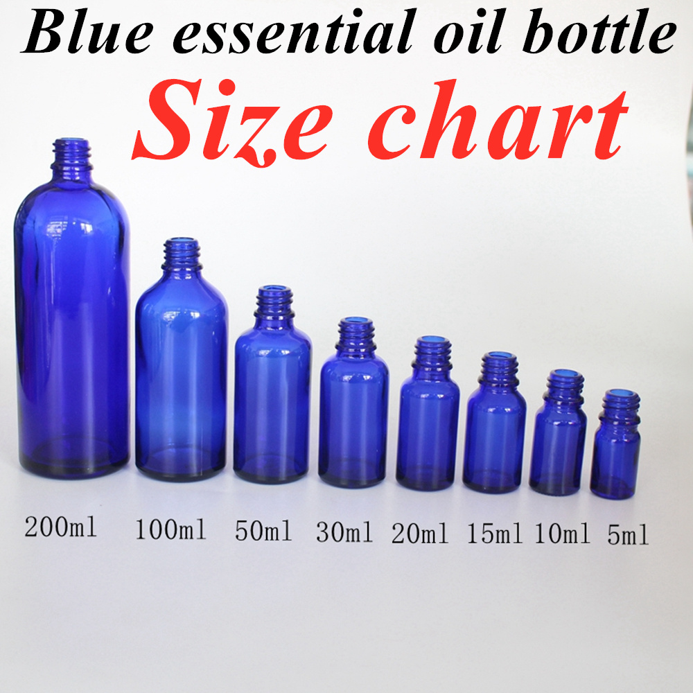 Cheap Cosmetic Glass Blue Serum Dropper Bottle 20ml 30ml 50ml Luxury Essential Oil Glass Bottle with Dropper