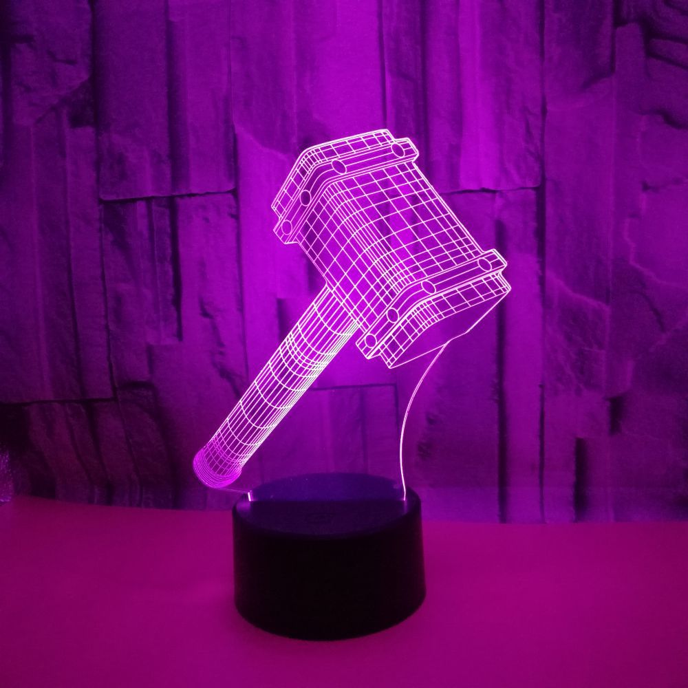 Amazon Hammer custom OEM picture logo 3D led night light movie Quake visual light creative gift table lamp