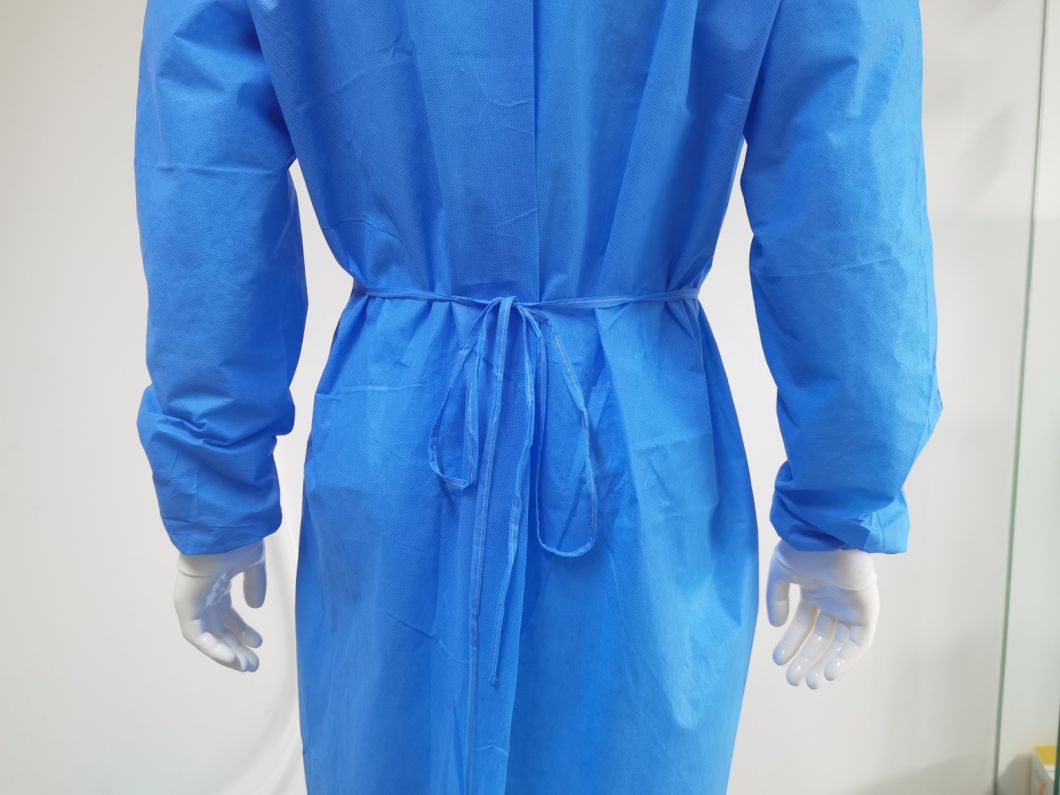 AAMI Level1/2/3 Factory Wholesale SMS Disposable Non-Woven Fabric Blue Isolation Gown