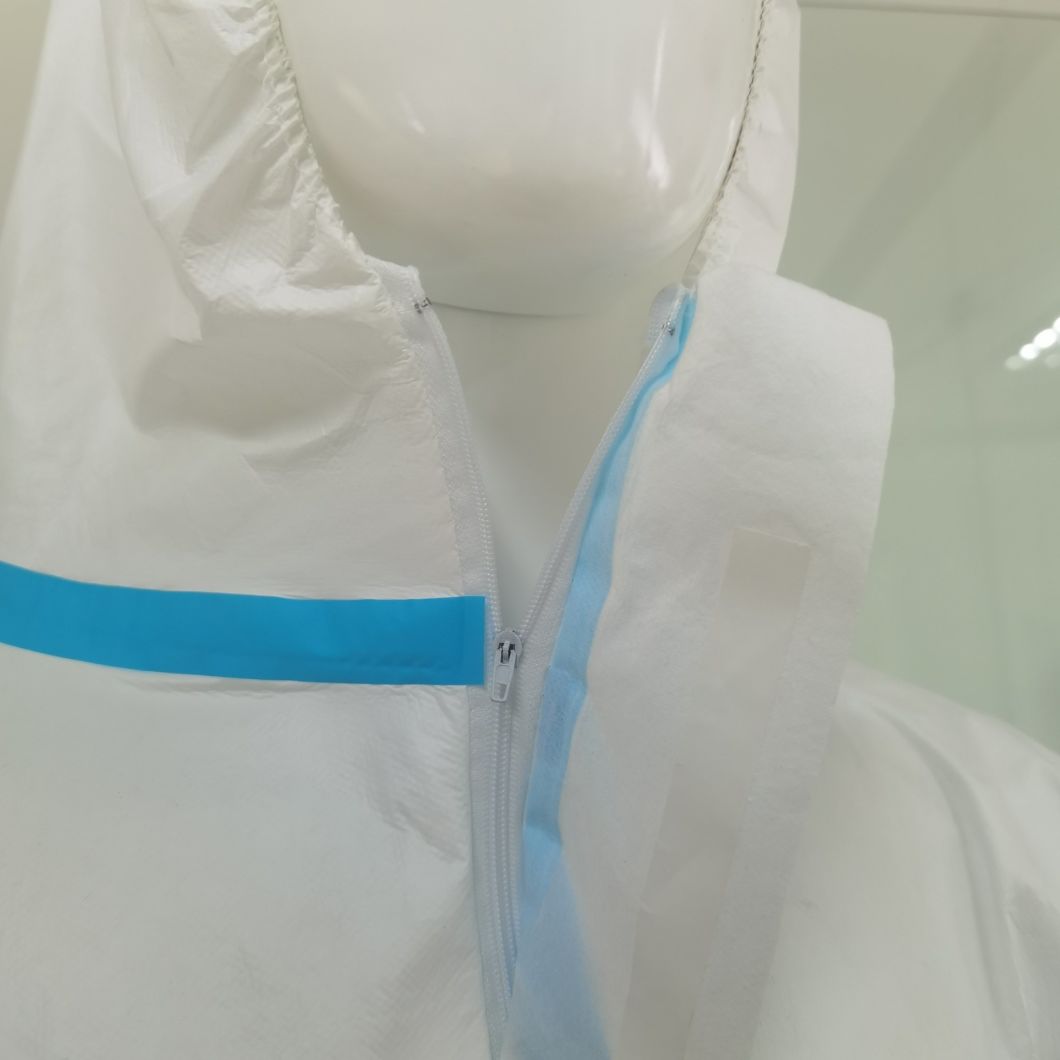 CE Type4/5/6 Protective Safety Nonwoven Microporous Coverall with Stick Strip