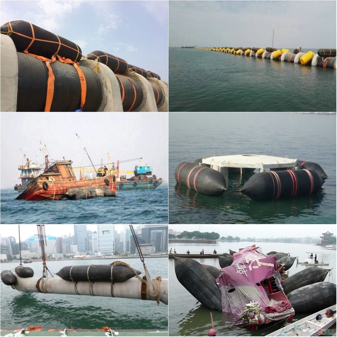 Natural Rubber Marine Salvage Airbags Inflatable Black Color 7