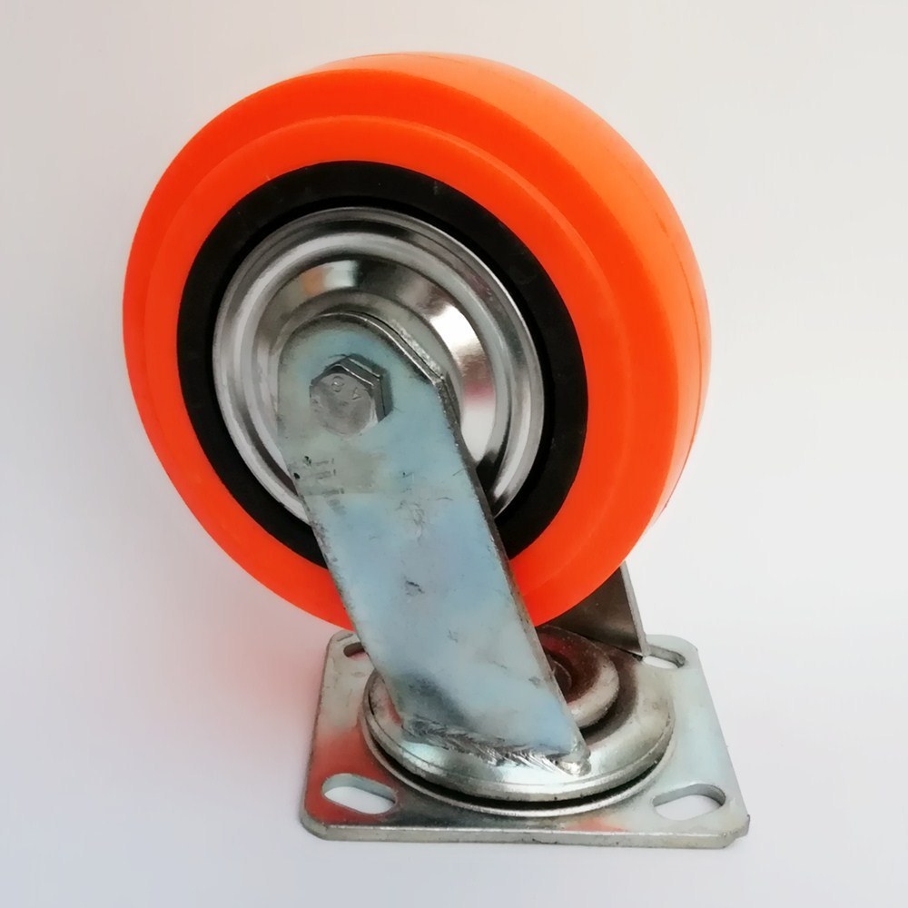 Heavy Duty Orange PU PVC Double Ball Bearing Swivel Caster with Brak