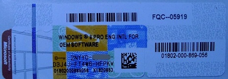 Windows Product Key Sticker Windows 8.1 Professional OEM COA label X18 Use for Activating PC